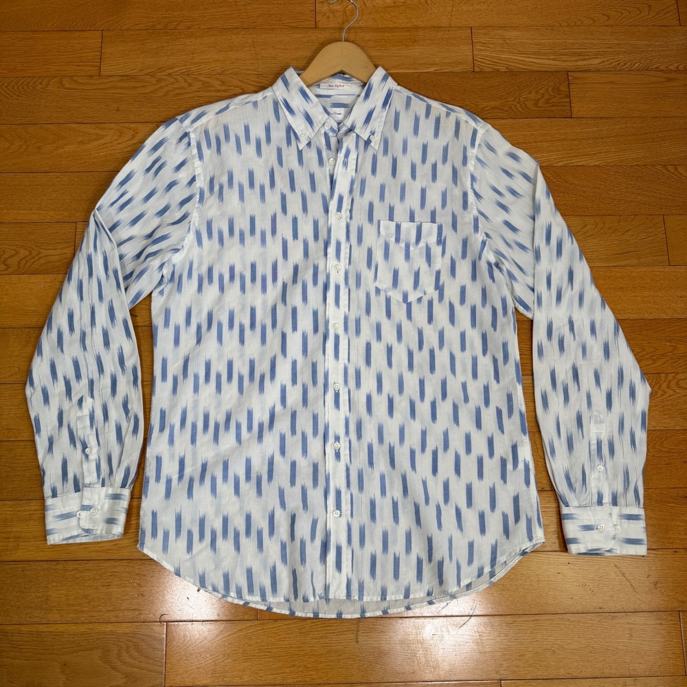 Gant Rugger That Oxford Mens XL‎ Blue White Ikat Print Button Down Shirt